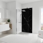 Panneau mural 100 x 210 cm marbre de carrare noir, rev�tement pour douche et salle de bain, d�codesign ...
