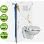Kobertin - compact - panneau coffrage wc suspendu , l120l1200. 4 cm, effet dor, calacatta gold by sanizo ...