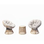 Concept - usine - papasan - salon de jardin 2 fauteuils rotatifs et 1 table