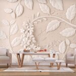 Papier peint adh�sif fleurs en papier - 147 x 105 cm