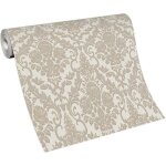 Bricoflor - papier peint baroque beige & blanc idal salle  manger tapisserie  motif fleuri vintage ...