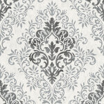 A. s. creations - papier peint lgant  motif baroque gris & blanc tapisserie vintage grise & blanche ...