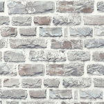 Bricoflor - papier peint brique gris | papier peint gris et blanc | papier peint vinyle cuisine, salon ...