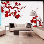 Papier peint buisson rouge - 250 x 175 cm