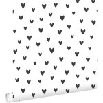 Estahome - papier peint coeurs noir et blanc