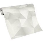 Bricoflor - papier peint design blanc effet trompe l'oeil | tapisserie unie blanche � motif graphique ...