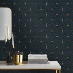 Papier peint intiss� art d�co m�daillons turquoise 1005 x 52cm ? r�sistant � la lumi�re ? application ...