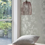 Papier peint intiss� laura ashley eglantine silhouette eau de nil 1005 x 52cm gris - vert argent�