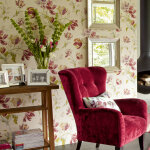 Laura ashley - papier peint intiss� tulipes gosford cranberry 1005 x 52cm multicolore