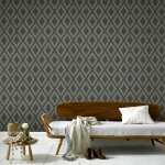 Papier peint intiss� losanges ikat 1005 x 52cm gris