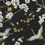 Superfresco easy - papier peint intiss� oiseaux japonais 1005 x 52cm noir, vert - noir vert