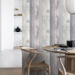 Papier peint intiss� motif palissade bois 1005 x 52cm ? beige et gris ? r�sistant � la lumi�re ? entretien ...