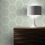 Papier peint intiss� quadrillage en hexagone 1005 x 52cm vert