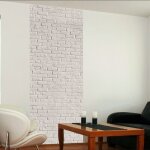 Plage - papier peint intiss� style industriel, 250 cm x 96 cm, photo mur de brique blanc, panoramique, ...