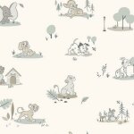Roommates - papier peint mural b�b�s animaux disney noir et blanc - beige