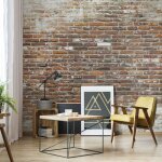 Papier peint panoramique mur loft urbain 300 x 280cm rouge, beige