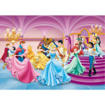Disney - papier peint panoramique princesses rose, bleu et jaune