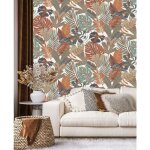 Papier peint plante monstera cuivr�e 53cm x 10m ? papier intiss� r�sistant aux bulles ? facile � poser ...