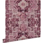 Estahome - papier peint tapis patchwork kilim oriental bordeaux