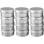 Paquet de 12 bo�tes 80 ml conteneurs bo�te � th� en aluminium rangement ronde pour baume l�vres m�tal ...