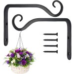 Paquet de 2 crochets de suspension muraux noirs, supports de panier suspendu en fer forg� en m�tal, support ...