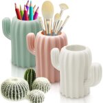 Paquet de 3 porte - crayons mignons, contenants de stockage de cactus de tasse de stylo accessoires de ...