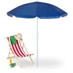 Parasol, diamtre 160 cm, inclinable, hauteur rglable, protection uv, sac de transport, plage & balcon, ...