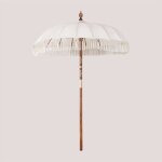Parasol 186 cm en tissu orongo et bois sklum blanc gardenia