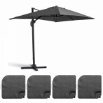 Parasol d�port� 2x3 m et 4 dalles � remplir aluminium gris