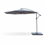 Parasol d�port� �350cm - hardelot - coloris gris. structure anthracite. manivelle anti - retour.