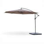 Parasol d�port� �350cm - hardelot - coloris taupe. structure anthracite. manivelle anti - retour.