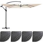 Parasol d�port� 3x3m et 4 dalles � lest�es blanc