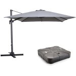 Parasol d�port� 3x3m et dalle � lester sur roues aluminium gris