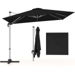 Parasol d�port� 3x3m, parasol de jardin carr� avec base en croix, parasol inclinable avec 5 angles et ...