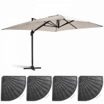 Parasol d�port� 3x4m et 4 dalles lest�es aluminium blanc