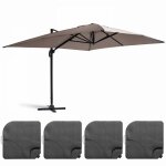 Parasol d�port� 3x4m et 4 dalles � remplir aluminium taupe