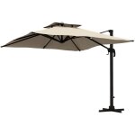 Parasol dport carr 3 x 3 m - inclinable, pivotant - manivelle, pitement - alu toile haute densit ...