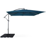 Parasol d�port� carr� 3x3m - hardelot 3x3m - bleu canard - manivelle anti - retour toile d�perlante facile ...