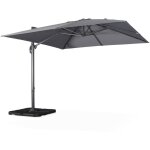 Parasol d�port� carr� gris 3x3m structure grise + lot de 4 dalles � lester 50x50cm