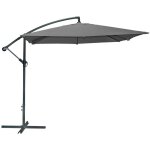 Parasol d�port� carr� gris anthracite 250x250x250 cm ? toile polyester 180 g / m� d�perlante