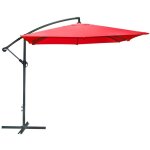 Meublorama - parasol d�port� carr� rouge 250x250x250 cm ? toile polyester 180 g / m� d�perlante