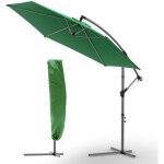 Parasol d�port� inclinable 3m vert avec housse de protection - inclinaison r�glable - rotatif 360� - ...