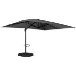 Parasol d�port� inclinable rotatif 360 calvi gris 3x4 m avec 4 dalles et housse
