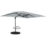 Parasol dport inclinable rotatif 360 calvi gris clair 3x4 m avec 4 dalles et housse