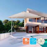 Parasol d�port� de jardin terrasse 3 m�tres blanc napili