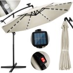 Tillvex parasol dport led solaire (beige) en aluminium 300 cm - avec manivelle - avec interrupteur ...