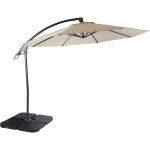 Hhg - parasol dport de luxe 995, protection contre le soleil,  3m, crme / blanc avec support