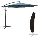 Parasol déporté oahu rond 3m de diamètre bleu gris + housse - happy garden Parasol déporté oahu rond 3m de diamètre bleu gris + housse - happy garden