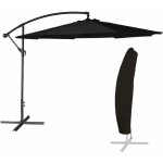Parasol dport oahu rond 3m de diamtre noir + housse - happy garden