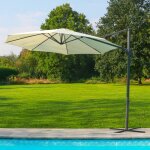Skylantern - parasol deporte octogonale �300cm de plage - parasol d�port� 3x3 m beige aluminium - parasol ...